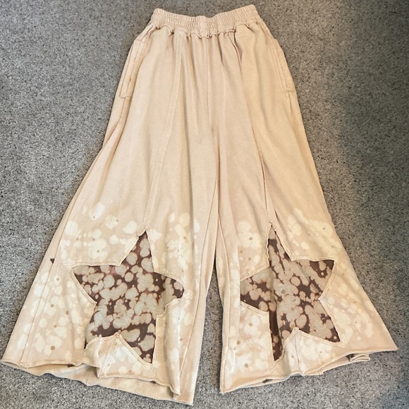 Oli & Hali Star Wide Leg Pants ~ Cream & Brown - Picture 2 of 9